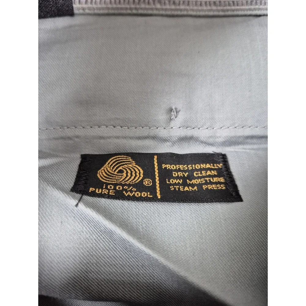 VTG Sansabelt Dress Pants Mens 34x36 Gray Wool Pleated Straight Comfort Waist